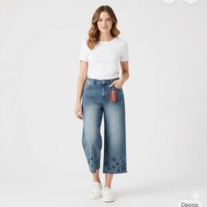 BlueFox Collective Scalloped Hem Embroidered Wide Crop 18